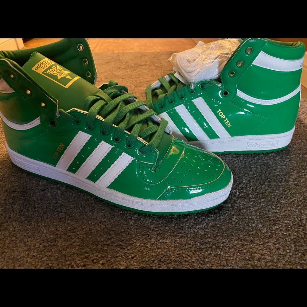 Green Patent Leather Adidas Top Tens